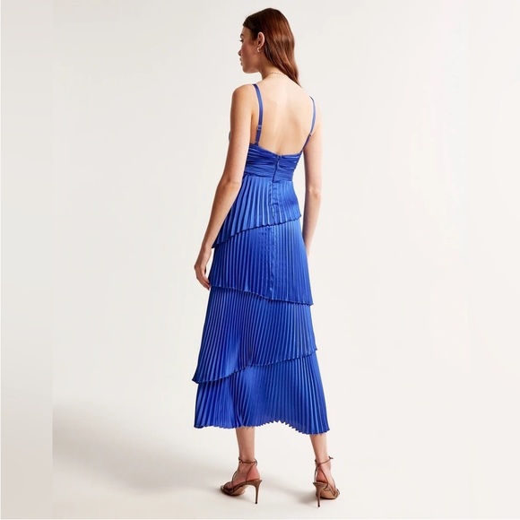 Abercrombie & Fitch Royal Blue Tiered Pleated Strap Dress - Picture 5 of 12